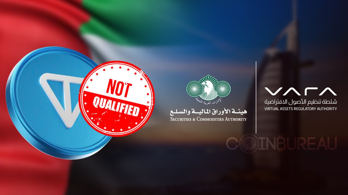 coinbureau's tweet photo. 🚫NO, the UAE is NOT OFFERING GOLDEN VISAS TO TON STAKERS!

The SCA, ICP, and VARA all together confirm: crypto investments don’t qualify for Golden Visa issuance — and TON isn’t licensed in the UAE. 🇦🇪