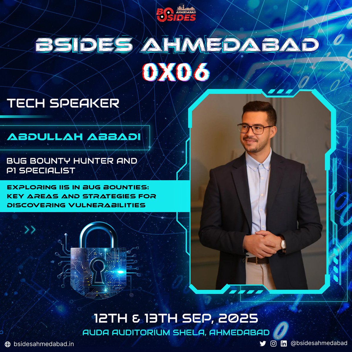 Security BSides Ahmedabad (@bsidesahmedabad) on Twitter photo You've hacked websites.
You've looked into APIs.
But have you ever checked out IIS? 👀💣
At BSides Ahmedabad 0x6, <a href="/XHackerx007/">Abdullah Nawaf (HackerX007)🇯🇴</a> — a top bug bounty hunter & P1 specialist— is sharing powerful tips on:
🔍 Exploring IIS in Bug Bounties: Key Areas & Strategies for Discovering You've hacked websites.
You've looked into APIs.
But have you ever checked out IIS? 👀💣
At BSides Ahmedabad 0x6, <a href="/XHackerx007/">Abdullah Nawaf (HackerX007)🇯🇴</a> — a top bug bounty hunter & P1 specialist— is sharing powerful tips on:
🔍 Exploring IIS in Bug Bounties: Key Areas & Strategies for Discovering