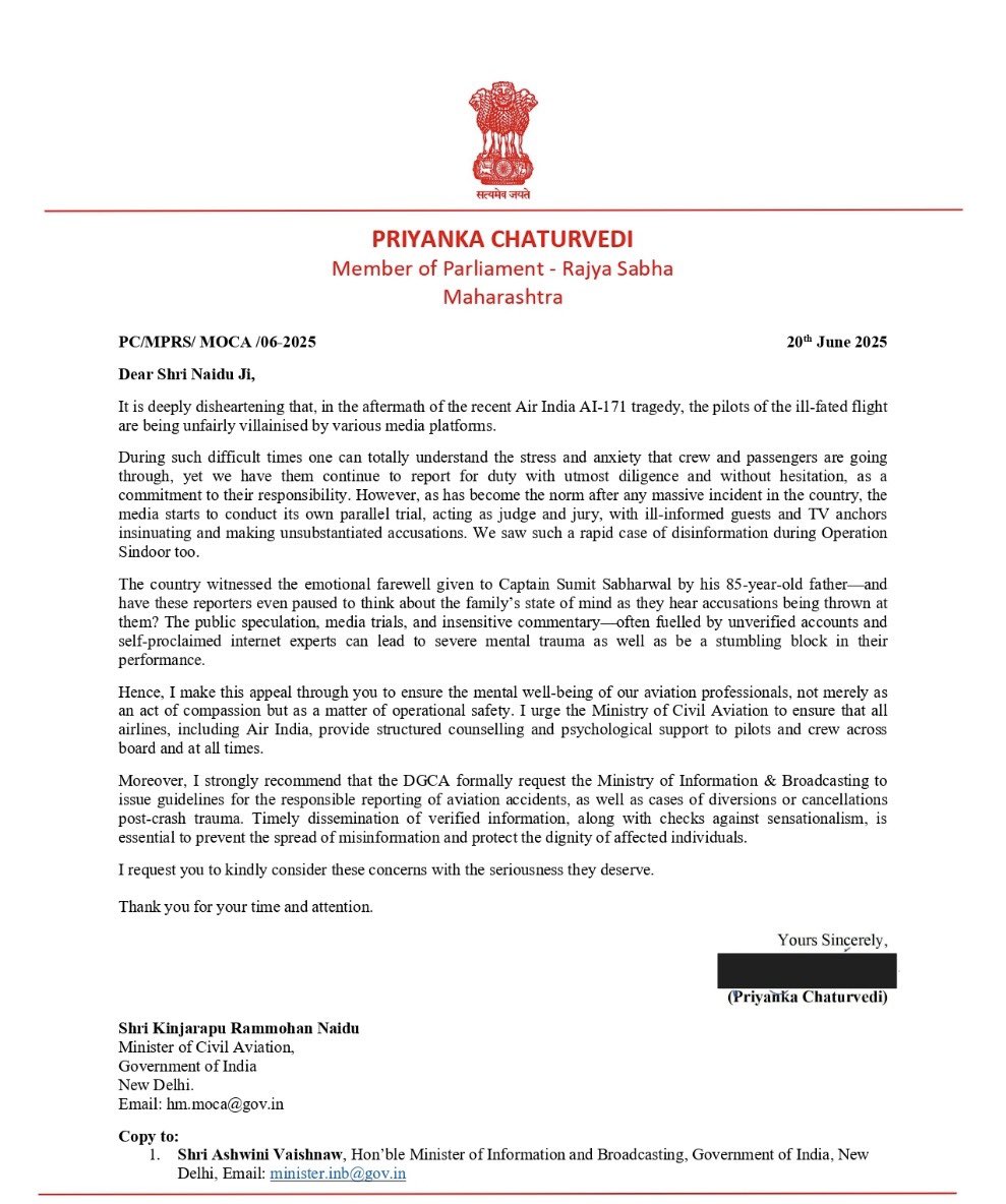 Heartening to note that at least my letter to DGCA has yielded some result with regards to post crash trauma counselling the crew and pilots of airlines across board. It would further help if they also get I&amp;B Ministry to issue guidelines to news channels on how not to