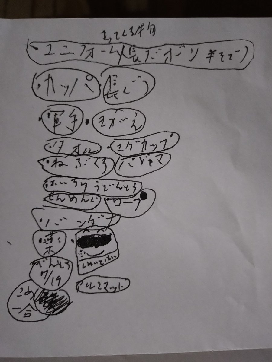 うちのちびマイ教、LIVE遠征もちょくちょくしますが、ボーイスカウト活動もしてるんです💡

そして来週末にやってくる夏休み開始と同時に始まるボーイスカウトキャンプ⛺️

のメモ👀

左利きにて字がすごいですが、それよりもひとつだけ謎の持ち物が…

みんなわかったらコメントしてね😂