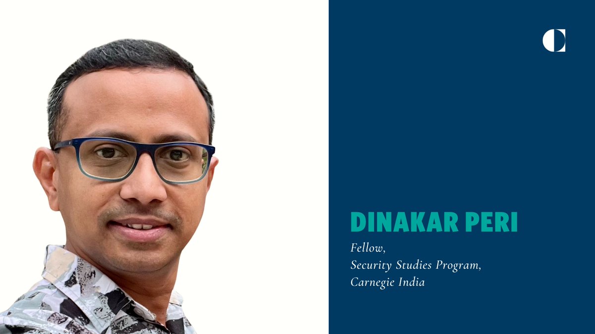 CarnegieIndia's tweet image. ✨We’re delighted to welcome @dperi84 to @CarnegieIndia as a fellow with the security studies team!
Dinakar brings with him extensive experience as a journalist covering defense and strategic affairs for more than a decade. He has also held research roles at think tanks and is…