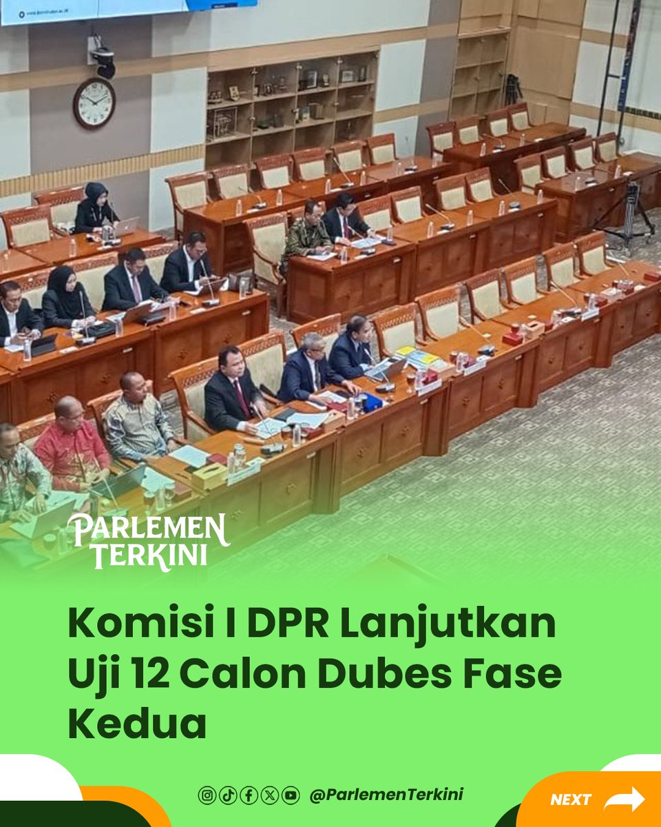 ParlemenTerkini's tweet image. Fase kedua uji kelayakan calon Dubes oleh Komisi I DPR telah dimulai untuk 12 kandidat. Siapa saja yang akan lolos dan siap mengemban amanah penting ini? #DubesRI #FungsiDPR