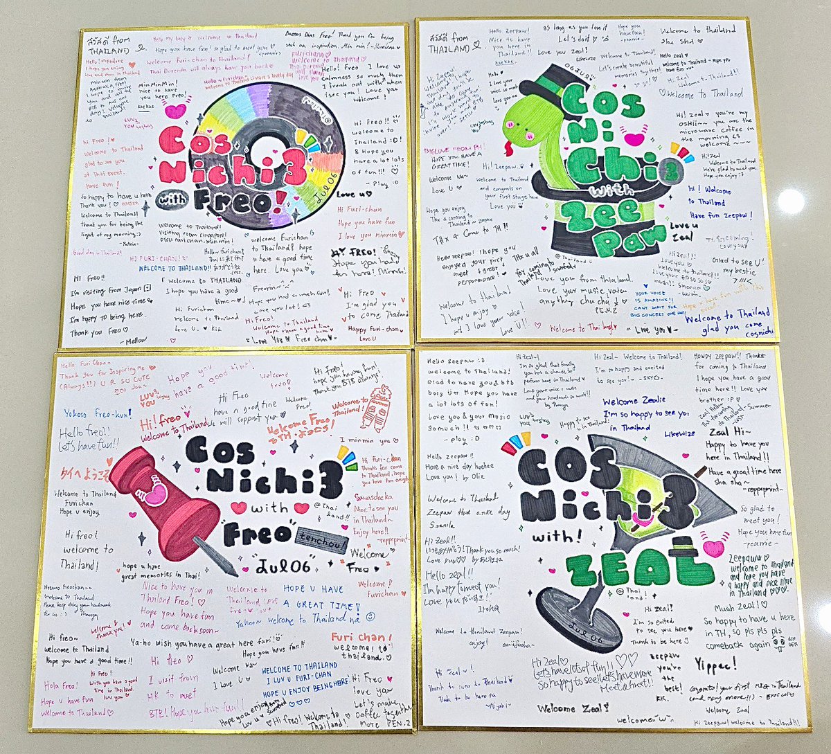 The vinyl was filled with sweet messages for #BYTHEBEAT ❤️💙💛💚

Huge thanks to all HzBEATS and BY THE BEAT.

So happy we could be together at CosNichi! Thank you for the unforgettable memories ✨

#TuneInWithByTHeBeat
#デボネみる #Furimiru #せいぶるみて #ジールみて