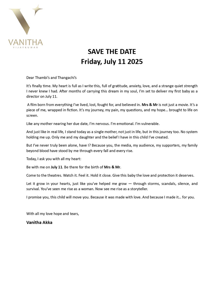 Nikil Murukan (@onlynikil) on Twitter photo From the Desk of #VanithaVijaykumar 
#MrsandMrFromJuly11 
#Vanitha #MrsMr #SaveTheDate #July11th 
<a href="/vanithavijayku1/">Vanitha</a> <a href="/Jovika_Vjkumar/">Jovika Vijaykumar</a> From the Desk of #VanithaVijaykumar 
#MrsandMrFromJuly11 
#Vanitha #MrsMr #SaveTheDate #July11th 
<a href="/vanithavijayku1/">Vanitha</a> <a href="/Jovika_Vjkumar/">Jovika Vijaykumar</a>
