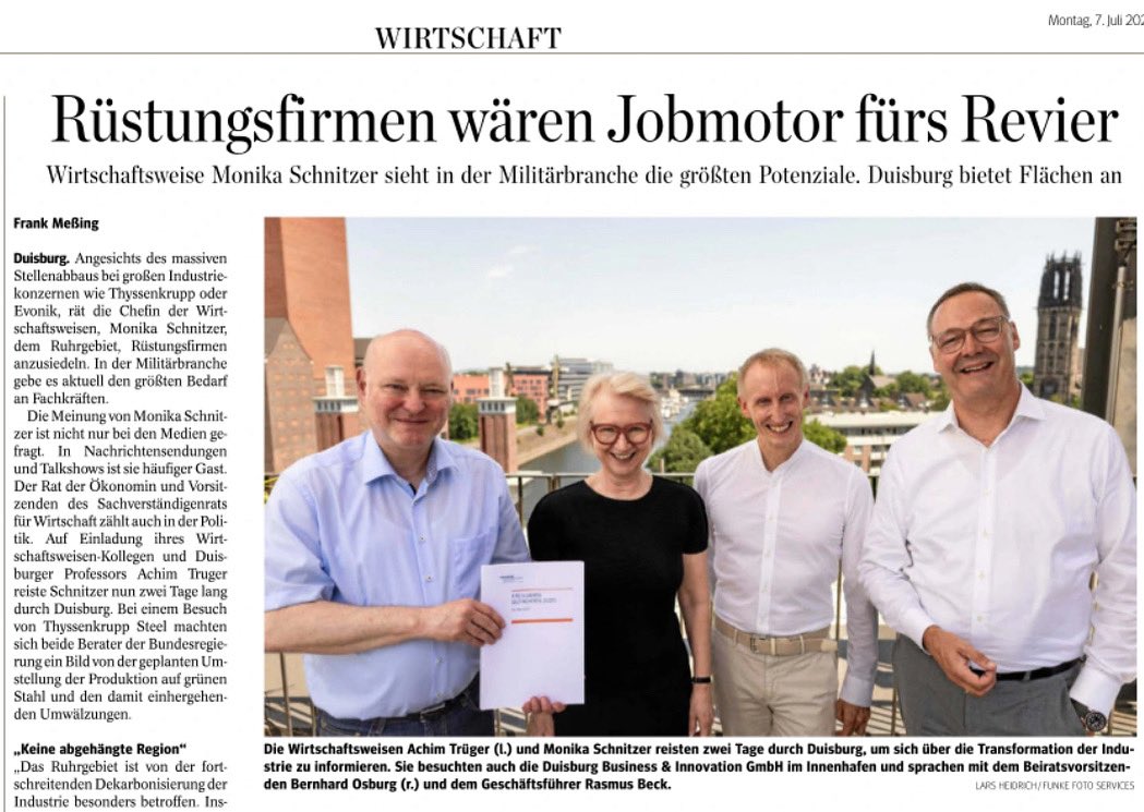 🛡️ Nationale Sicherheit braucht starke Industriestandorte – und Duisburg ist einer!

⚙️ Wir sollten im ganzen Ruhrgebiet jetzt schauen, dass wir schnell und koordiniert in der Lage sind, einen Beitrag zum “Deutschlandplan” zu leisten.

#TeamDuisburg

waz.de/wirtschaft/art…