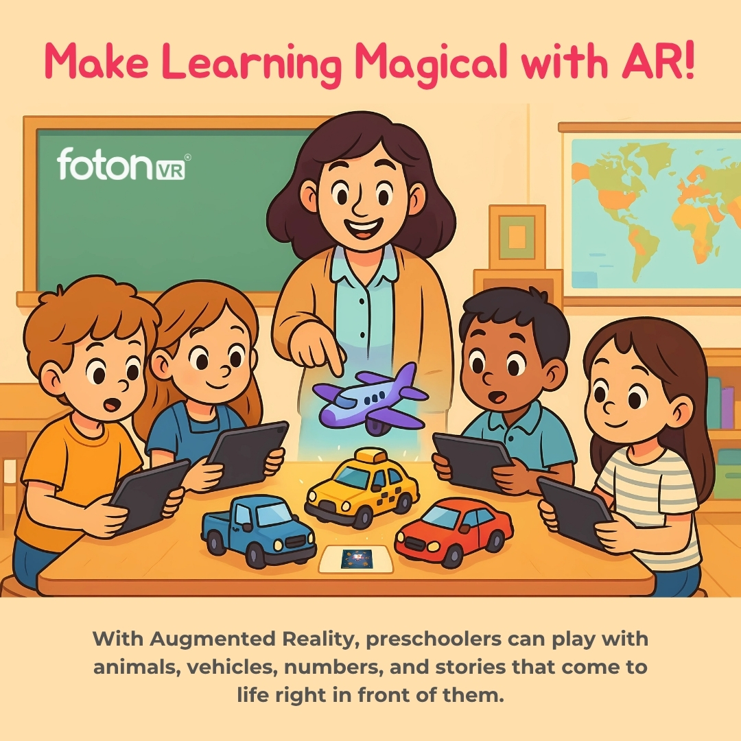 sudhakarturi's tweet image. Turning Classrooms into Wonderlands! 🌟📱
With Augmented Reality, learning becomes a magical adventure where animals, vehicles, and numbers come alive right before kids&apos; eyes!
#FotonVR #ARLearning #PreschoolMagic #InteractiveEducation #FutureOfLearning