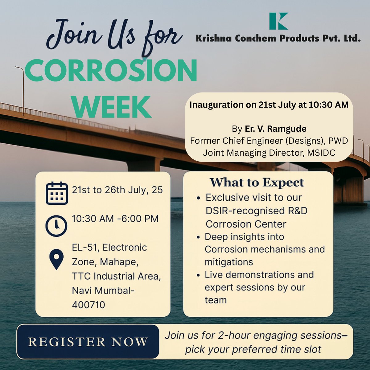 KrishnaConchemP's tweet image. 𝗪𝗵𝗮𝘁’𝘀 𝗲𝗮𝘁𝗶𝗻𝗴 𝗶𝗻𝘁𝗼 𝗜𝗻𝗱𝗶𝗮’𝘀 𝗶𝗻𝗳𝗿𝗮𝘀𝘁𝗿𝘂𝗰𝘁𝘂𝗿𝗲? 

Join us to uncover the real cost of corrosion.  
📅 21–26 July  
📷 10:30 AM–6:00 PM 
📷 𝗥𝗲𝗴𝗶𝘀𝘁𝗲𝗿: DM for the link

#CorrosionWeek2025 #KCPPL #EngineeringEvents