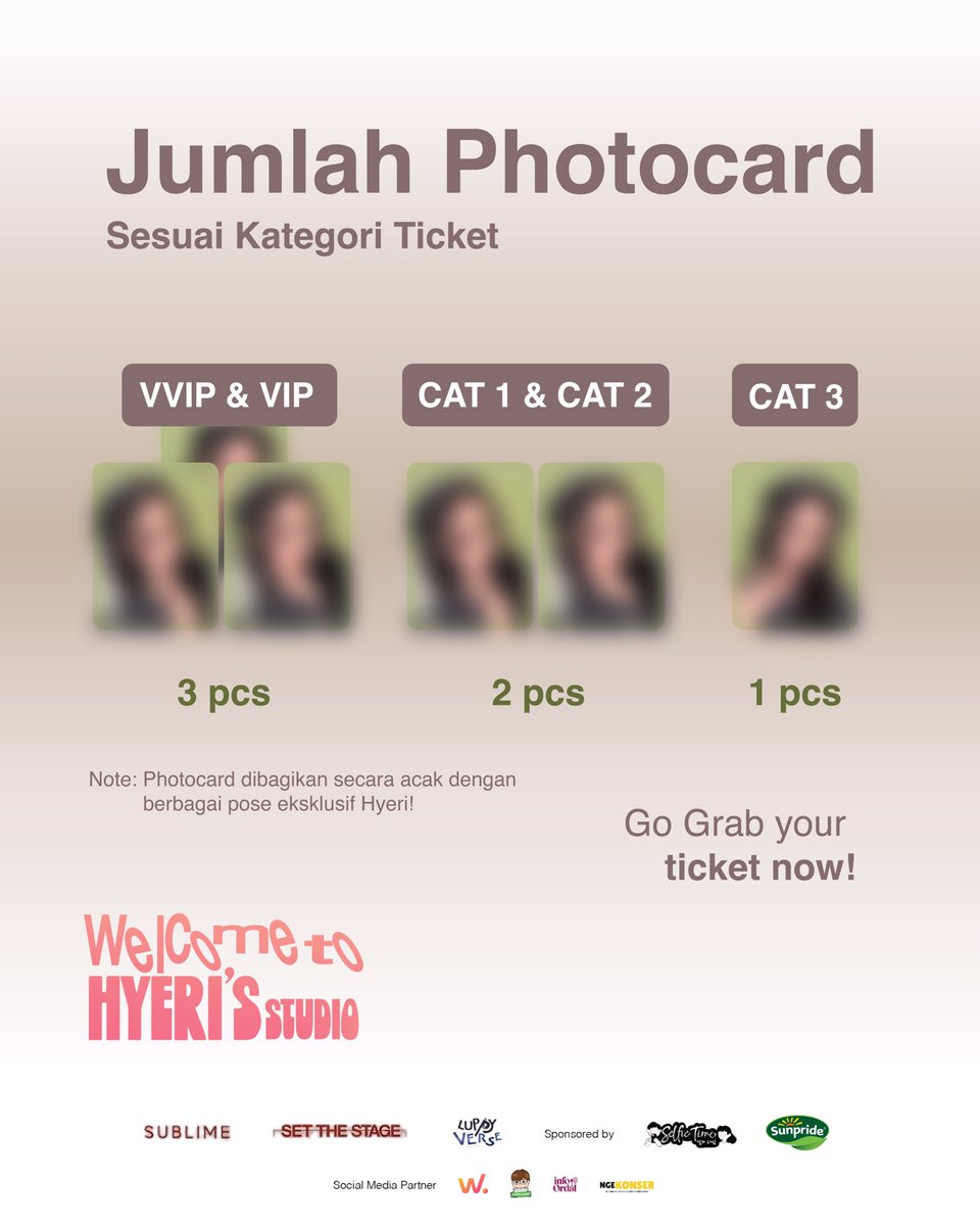 luppyverse's tweet image. MAU DAPET PHOTOCARD HYERI?!
Yang EXCLUSIVE, LIMITED, dan cuma bisa kamu dapetin di fanmeeting kali ini? 👀💘
Here’s the tea:
📮 Semua penonton fanmeeting Welcome to Hyeri’s Studio bakal dapet photocard random dari berbagai pose spesial Hyeri — dan jumlahnya sesuai kategori tiket…