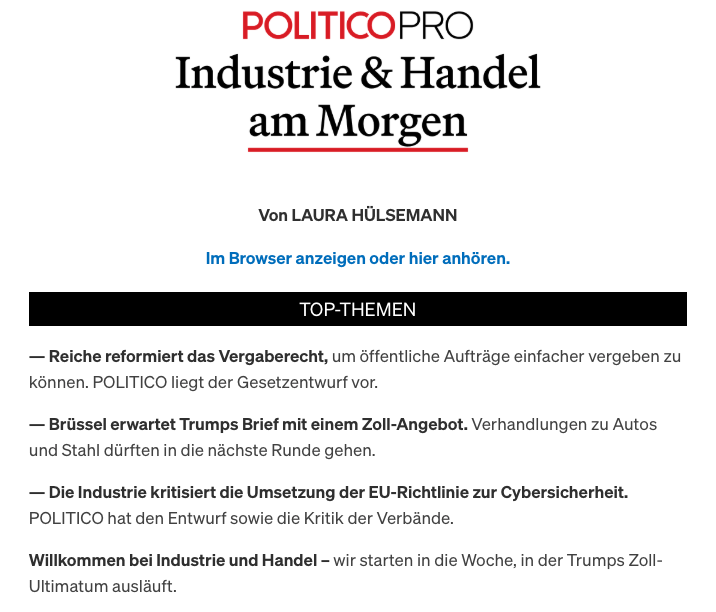 Jürgen Klöckner (@herrkloeckner) on Twitter photo Scoop: Dem Industrie&Handel-Kollegen <a href="/TommesFrittes/">Tom Schmidtgen</a> liegt der Entwurf zum Vergaberecht vor. Details & das Dokument im heutigen Newsletter – mit Infos zu den Zollverhandlungen mit den 🇺🇸von <a href="/vonderburchard/">Hans von der Burchard</a> & <a href="/juliusbri_/">Brinkmann</a> 👇 Scoop: Dem Industrie&Handel-Kollegen <a href="/TommesFrittes/">Tom Schmidtgen</a> liegt der Entwurf zum Vergaberecht vor. Details & das Dokument im heutigen Newsletter – mit Infos zu den Zollverhandlungen mit den 🇺🇸von <a href="/vonderburchard/">Hans von der Burchard</a> & <a href="/juliusbri_/">Brinkmann</a> 👇