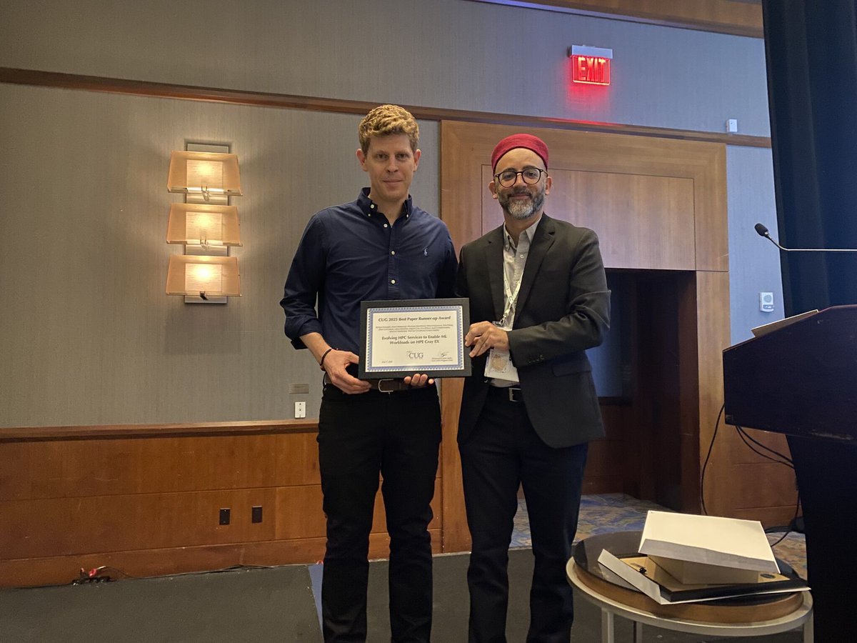 spcl_eth's tweet image. Closing the ML Gap: Congrats to Stefano Schuppli for receiving the Best Paper Runner-Up Award at CUG 2025!🚀A proud moment for CSCS and a big step toward more accessible, efficient ML on HPC.
Find out more👉 arxiv.org/abs/2507.01880
#HPC @thoefler @CSatETH @cscsch