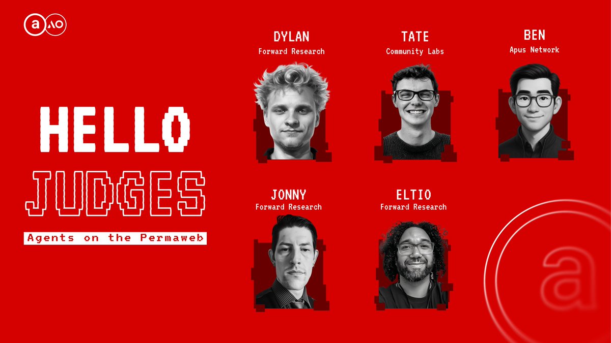 ao (@aothecomputer) on Twitter photo HACKATON JUDGES HAVE LANDED 👽
We’ve assembled top judges from the heart of the AO x <a href="/ArweaveEco/">Arweave Ecosystem</a> — judges you know, trust, and respect.
• <a href="/TateBerenbaum/">Tate</a>
• <a href="/JonnyRingo711/">Jon "JonnyRingo" Williams ⓐ</a>
• <a href="/yaleeyang/">Ben</a>
• <a href="/TRue_JDHarmony/">ELTÍO</a>
• <a href="/dpshade22/">dylan shade</a>
They know what it takes to ship. Now it’s your move. HACKATON JUDGES HAVE LANDED 👽
We’ve assembled top judges from the heart of the AO x <a href="/ArweaveEco/">Arweave Ecosystem</a> — judges you know, trust, and respect.
• <a href="/TateBerenbaum/">Tate</a>
• <a href="/JonnyRingo711/">Jon "JonnyRingo" Williams ⓐ</a>
• <a href="/yaleeyang/">Ben</a>
• <a href="/TRue_JDHarmony/">ELTÍO</a>
• <a href="/dpshade22/">dylan shade</a>
They know what it takes to ship. Now it’s your move.