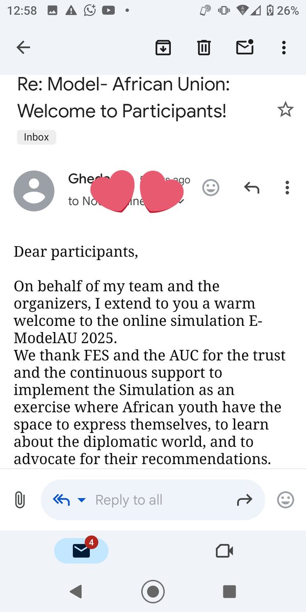 I am humbled to be among the 40 young leadersacross Africa selected by the Friedrich Ebert Stiftung African Union and the African Union Commission to be part of the simulation E-ModelAU 2025. It's an opportunity to learn about the  diplomatic world and  advocate for youthandwomen