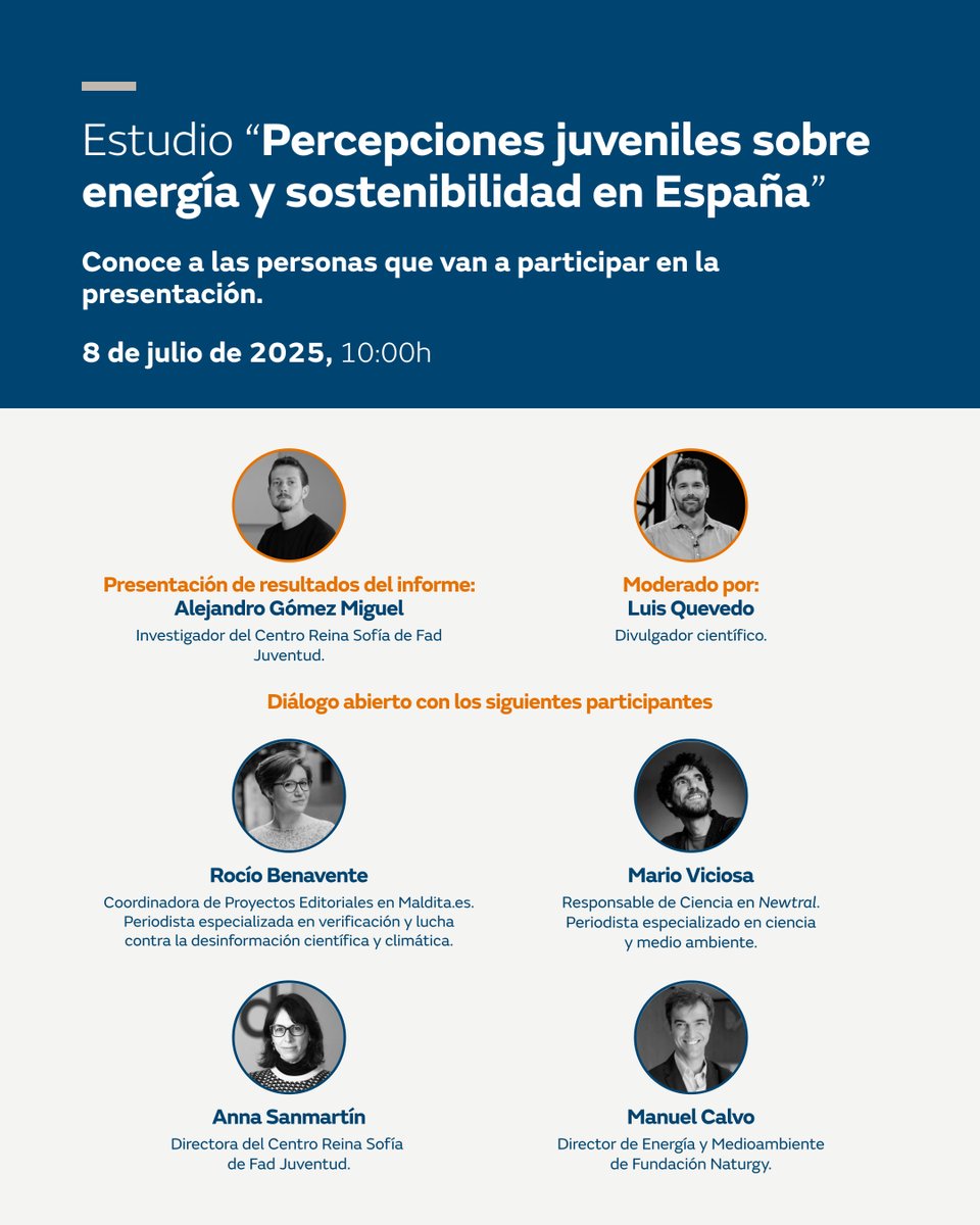 Fundación Naturgy (@naturgyfnd) on Twitter photo ¡Mañana es el día! 🚀 Te invitamos a la presentación del estudio "Percepciones juveniles sobre energía y sostenibilidad en España" junto a <a href="/FadJuventud/">Fad</a> .
🗓️ 8 de julio, 10:00h en el Auditorio Naturgy (Madrid). ¡Inscripción previa gratuita hasta completar aforo!
🗣️ No te pierdas ¡Mañana es el día! 🚀 Te invitamos a la presentación del estudio "Percepciones juveniles sobre energía y sostenibilidad en España" junto a <a href="/FadJuventud/">Fad</a> .
🗓️ 8 de julio, 10:00h en el Auditorio Naturgy (Madrid). ¡Inscripción previa gratuita hasta completar aforo!
🗣️ No te pierdas