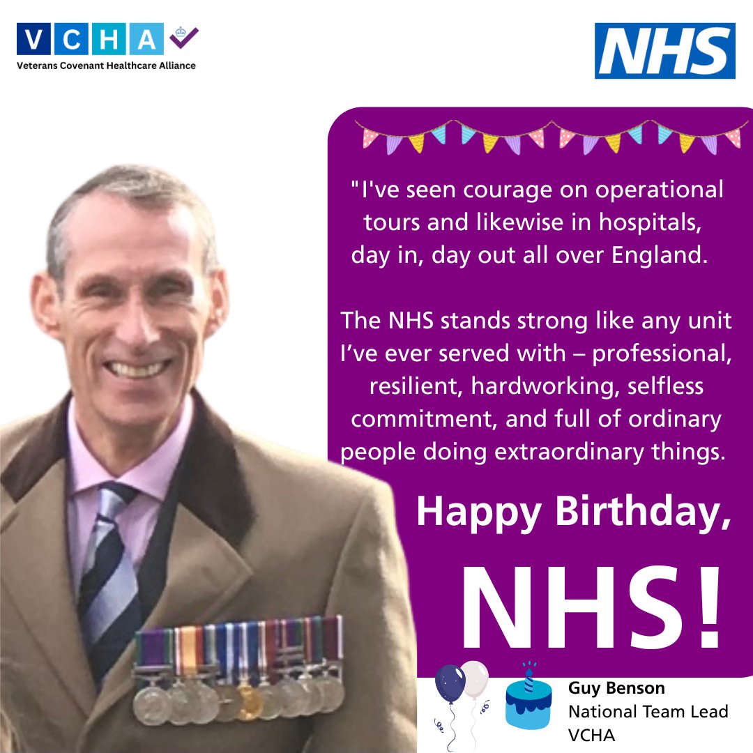 NHSVeteranAware's tweet image. Happy 77th Birthday to the NHS!
Thank you for your care, commitment and compassion to the Armed Forces community and beyond.
#NHSVeteranAware