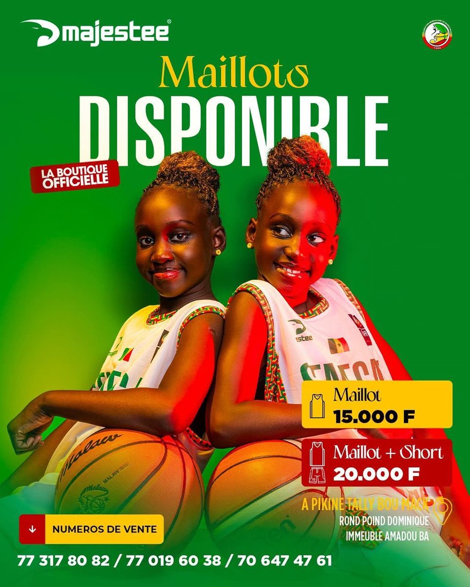 FSBBOFFICIEL's tweet image. Plus qu’une marque, une identité. 🇸🇳
Majestee habille avec fierté les équipes nationales de Basket-Ball du #Sénégal
Chaque maillot porté est un symbole d’appartenance, de courage et de passion.
A chacun son maillot !
#GoGaïnde