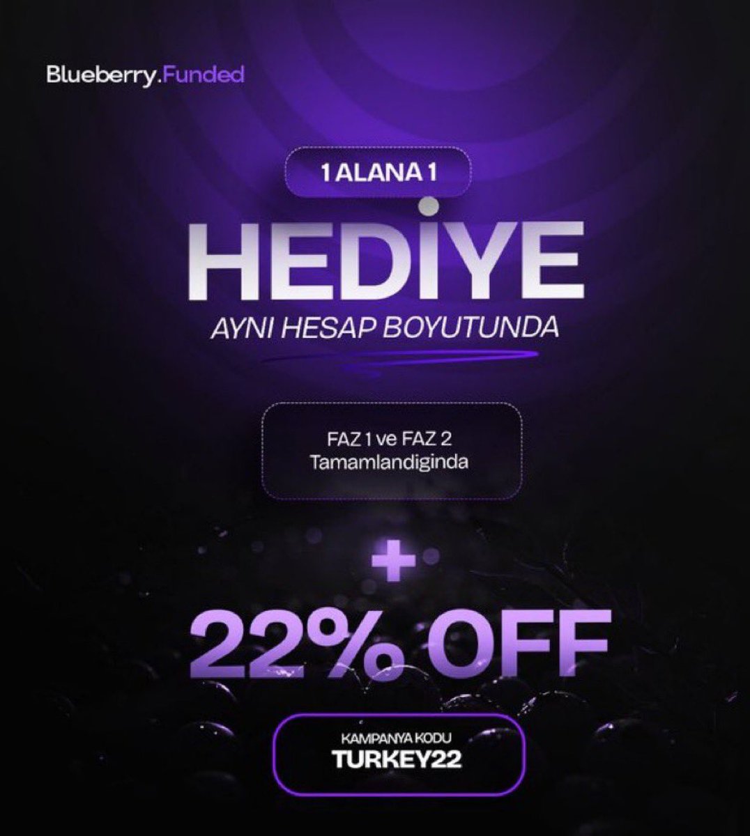 BOGO FLASH PROMOSYONU ⚡

Sizi bekleyen büyük bir fırsat var!

1 AL 1 HEDİYE + %22 İNDİRİM
İlk ödemenizde, aynı boyutta challenge HEDİYE!  💸

Kampanya Kodu: TURKEY22
Bu fırsat kısa süreli – elini çabuk tut! ⏳

Hemen Funded Ol! 🫵 tinyurl.com/BBFTURKEY