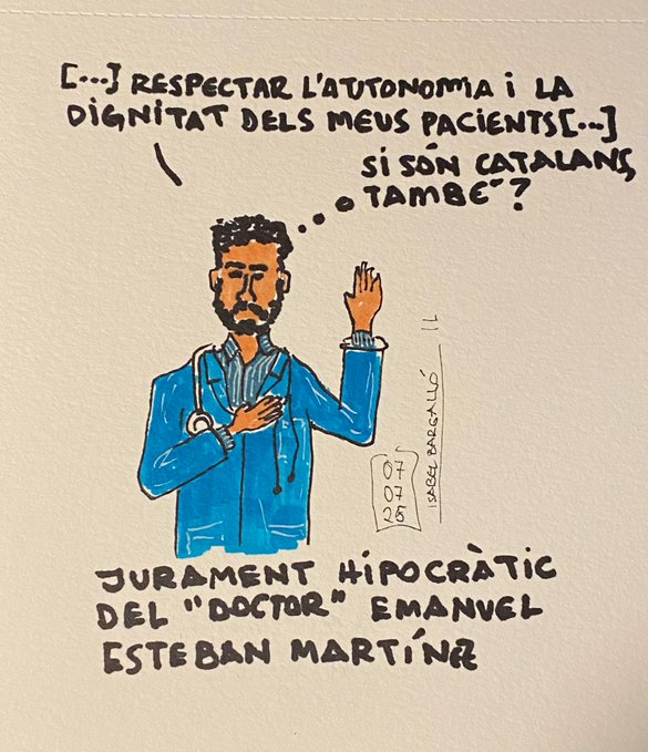 Fanalet de Fernando (@fanaletfernando) on Twitter photo Si “El doctor Emanuel Esteban Martínez ens ha expulsat de la consulta per parlar català”
Al doctor Emanuel Esteban l'hem d'expulsar de Catalunya per no parlar català.
Clar i català.👌
<a href="/isabel_bargallo/">Isabel Bargalló🏴</a> Si “El doctor Emanuel Esteban Martínez ens ha expulsat de la consulta per parlar català”
Al doctor Emanuel Esteban l'hem d'expulsar de Catalunya per no parlar català.
Clar i català.👌
<a href="/isabel_bargallo/">Isabel Bargalló🏴</a>
