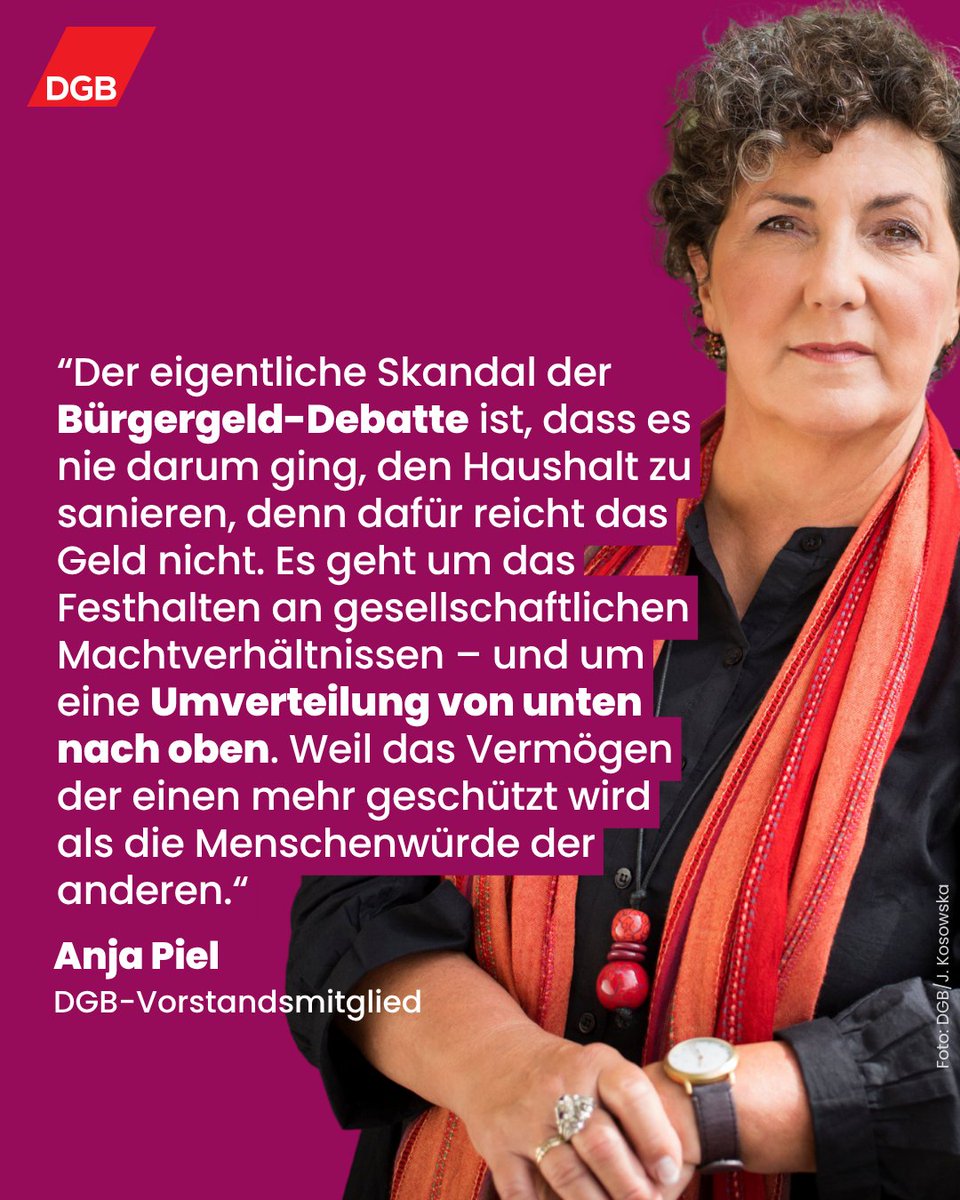Gerechter als Sparmaßnahmen für die Ärmsten wäre eine Wiedereinführung der #Vermögensteuer: Sie würde jährlich bis zu 120 Milliarden Euro einbringen, das 27-fache der Bürgergeld-Einsparungen, so <a href="/Anja_Piel/">Anja Piel</a> in ihrer <a href="/fr/">FrankfurterRundschau</a>-Kolumne Gastwirtschaft: dgb.de/aktuelles/news…