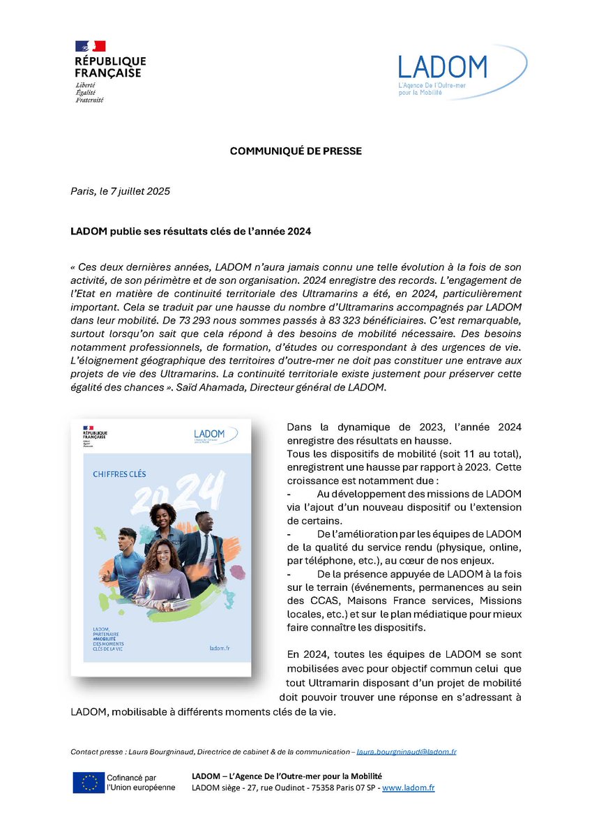 LadomOfficiel's tweet image. 📰[COMMUNIQUÉ DE PRESSE] LADOM publie ses résultats clés de l’année 2024🚀

Ces deux dernières années, #LADOM n’aura jamais connu une telle évolution à la fois de son activité, de son périmètre et de son organisation. #2024 enregistre des records😎

Pour en savoir + ➡️