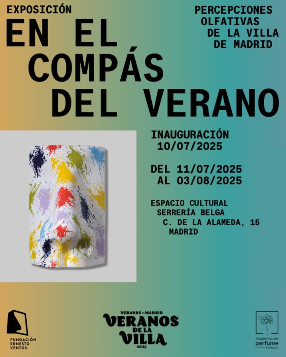 Comienza la cuenta atrás para poder disfrutar de la exposición 'El compás del verano' en #SerreríaBelga, una muestra muy sensorial en la que los aromas de #Madrid y el arte contemporáneo van de la mano. 
🗓️Del 10 de julio al 3 de agosto
🎟️ Entrada gratuita