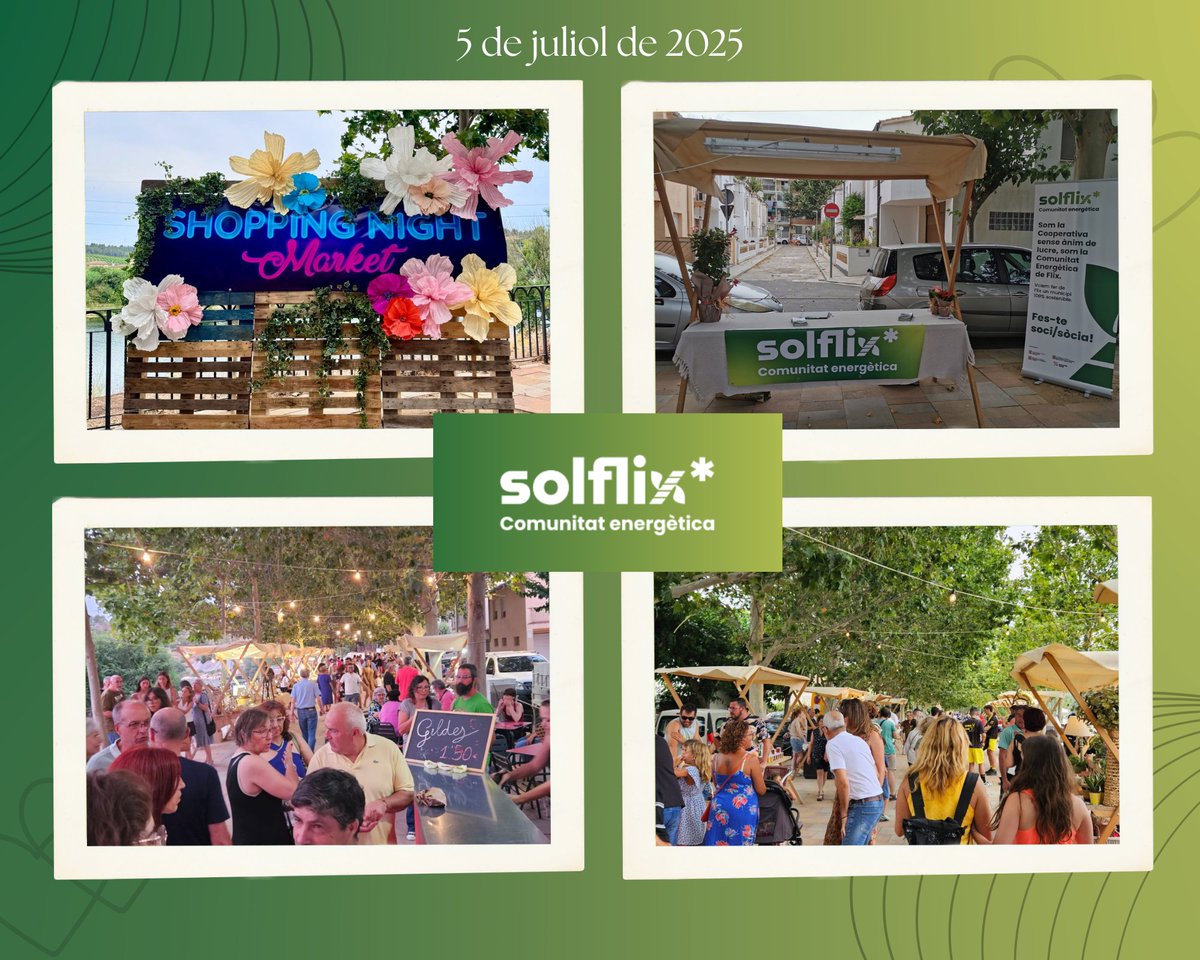 Un any més, hem participat a la nit del Shopping Night Market.
🌿La comunitat energètica de Flix va repartir tríptics informatius i globus per als nens i nenes que van assistir.
❤️Volem agraïr a tota la gent que es va interessar. 

#comunitatsenergètiques #flix