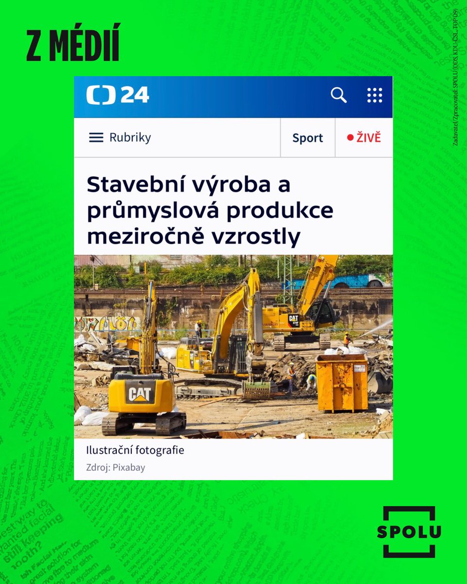 ✅ Česku se daří a čísla to potvrzují!

📊 Stavebnictví v květnu meziročně vzrostlo o 11,6 %. Výrazně se dařilo jak pozemnímu, tak inženýrskému stavitelství. 

📈 Růst zaznamenal také průmysl a díky vyššímu exportu se zlepšila i bilance zahraničního obchodu.

Teď není čas to