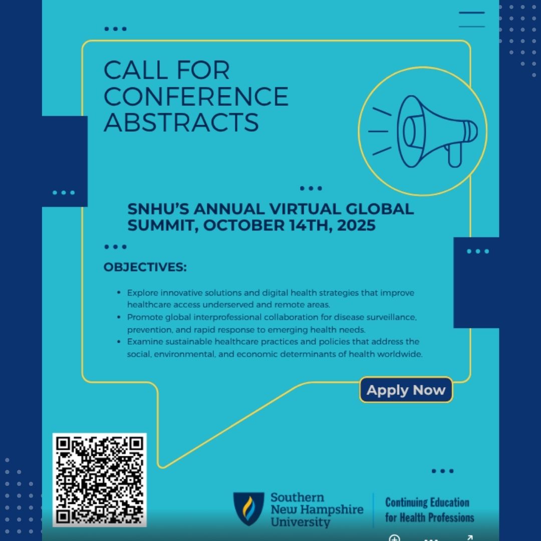 🌎 Global health leaders—share your work!
The <a href="/SNHU/">SNHU</a> Global Summit 2025 is now accepting abstracts for its virtual event on 14 October 2025: Global Collaboration: Resilient Health Systems in a Changing World 🔗 Deadline 1 August 2025: snhu.submittable.com/submit