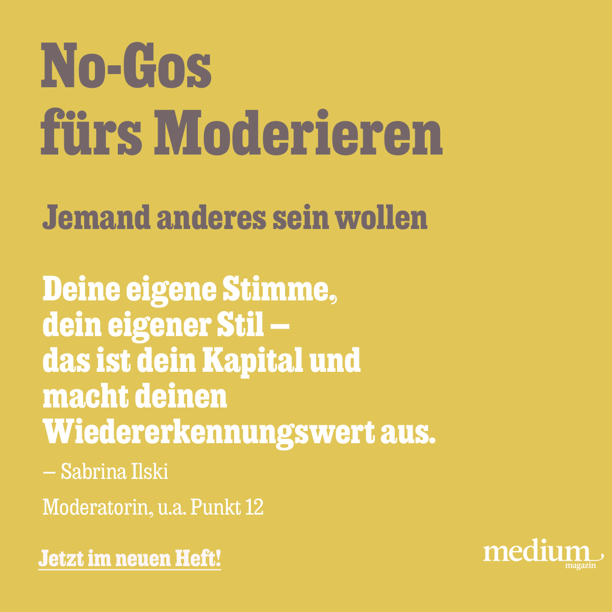 mediummagazin's tweet image. Was sollte man beim Moderieren vermeiden? Die No-Gos von Sabrina Islki (Punkt 12, RTL) bis Peter Fässlacher (Kultur Heute, ORF) jetzt im neuen „medium magazin“: mediummagazin.de/du-willst-mode…
Text: Johannes Meyer