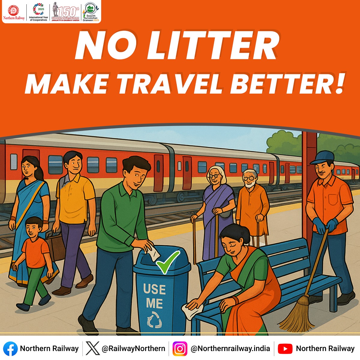 Always ensure you dispose your trash in a proper manner while travelling. 

Do not litter railway premise as it can result in a hefty fine.

#SmartRailYatri