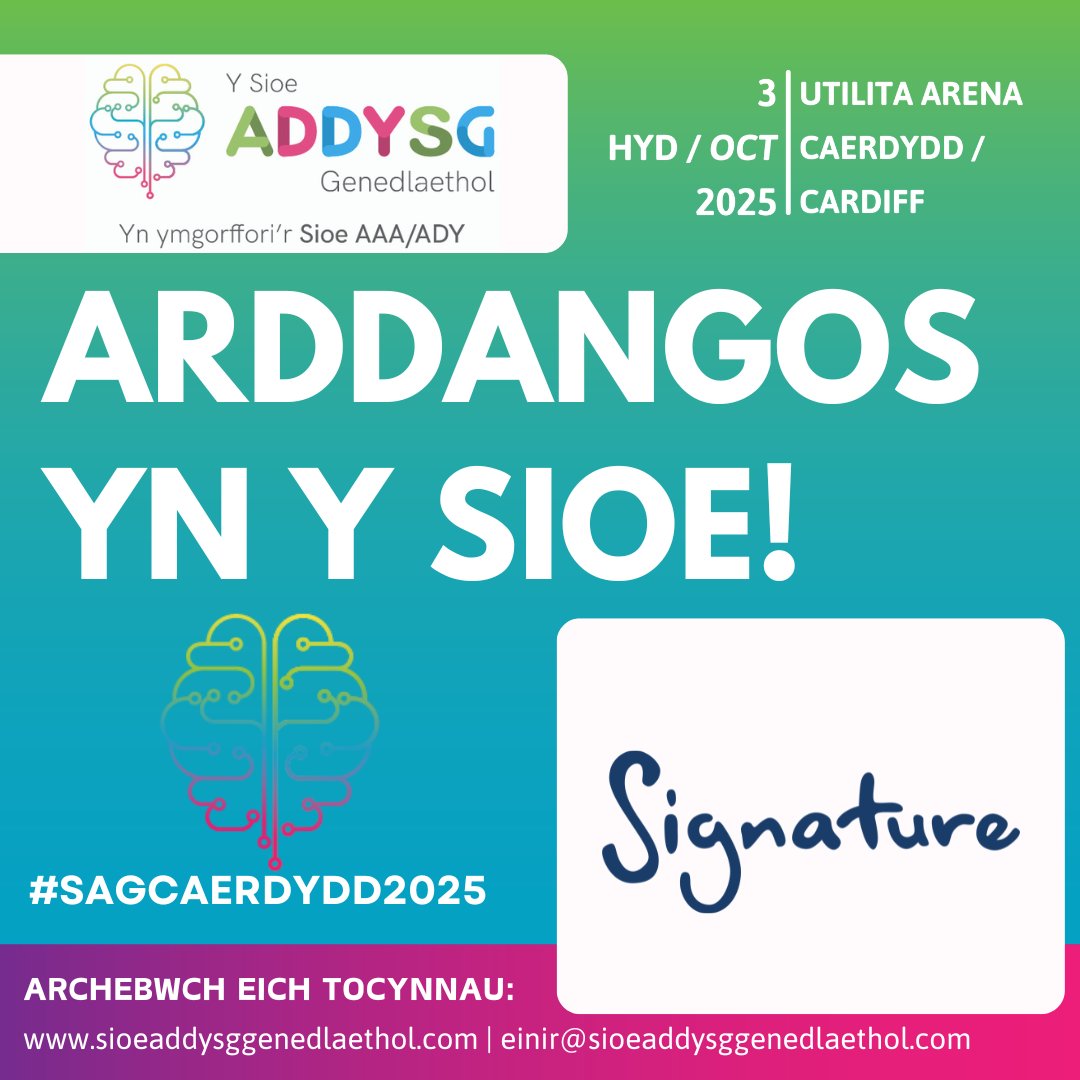 ⭐️Bydd <a href="/SignatureDeaf/">Signature</a>  yn ymuno hefo ni yn y sioe.

📍Ewch i'w gweld ar stondin 24 

🌟Am fwy o wybodaeth ewch i'n safwe  - 

nationaleducationshow.com/cardiff-exhibi…