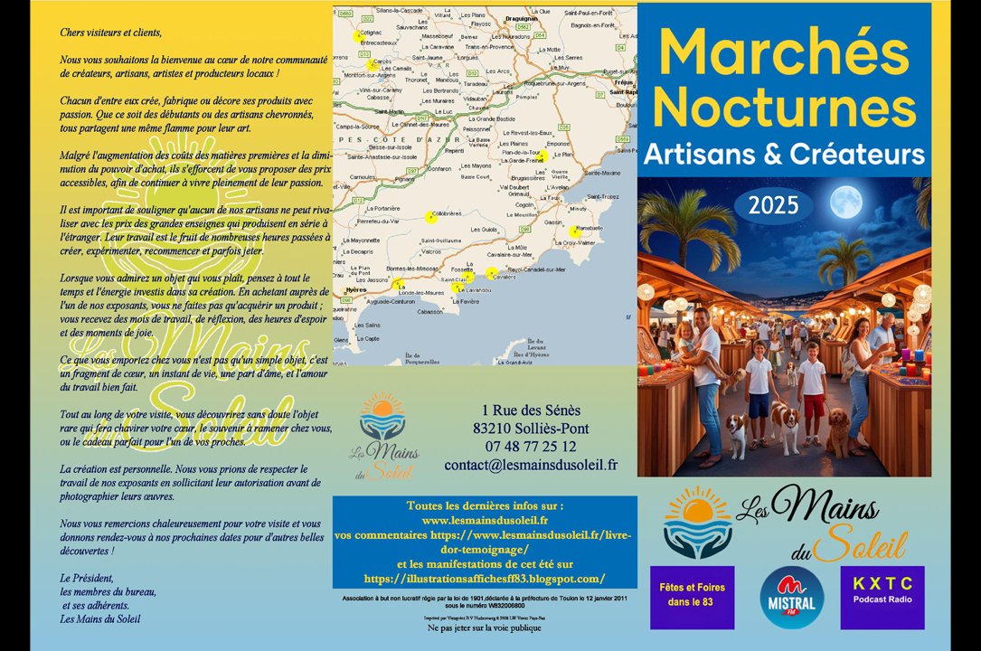 KxtcPodcast's tweet image. @Departement_Var @villelalonde83 @GolfeStTropez @MairieLavandou @OTLAVANDOU #carces #ramatuelle #cotignac #collobrieres Marchés Nocturnes Les Mains du Soleil Eté 2025 - Voix Off kxtcpodcast.blogspot.com/2025/07/marche…