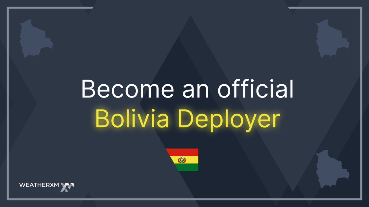 WeatherXM's tweet image. We are expanding into South America and seeking Deployers in Bolivia 🇧🇴

✅ Get a free station
🛠️ Deploy &amp;amp; maintain it for 2 years
💰 Earn daily $WXM rewards
📊 Get full access to WeatherXM Pro

Your station helps farmers, researchers, and communities make smarter decisions with…