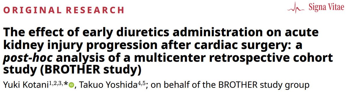 MRE_signavitae's tweet image. 💧Early diuretics after cardiac surgery?
No gain, potential pain

In this post-hoc analysis of the #BROTHERstudy early IV diuresis didn’t prevent #AKI and prolonged hospitalization

🔗signavitae.com/articles/10.22…

#Anesthesia #CardiacSurgery #ICU #FluidManagement #MedEd #signavitae