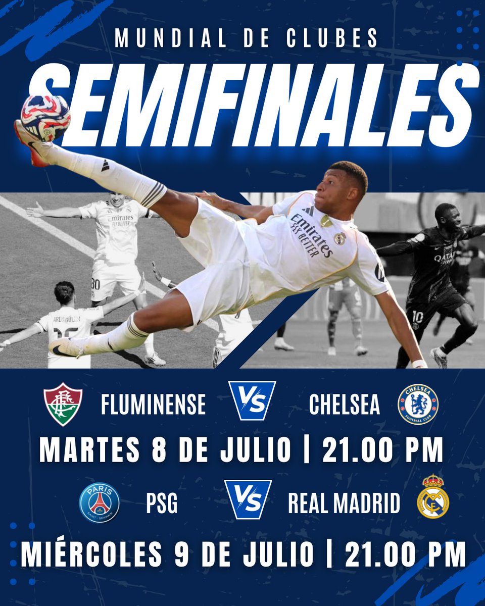 🌍⚽ ¡Semifinales del Mundial de Clubes en Barco!
Se juegan...¡y se viven aquí!

📅 Martes 8 de julio – 21:00h
🔴🟢 Fluminense VS. Chelsea 🔵🔵

📅 Miércoles 9 de julio – 21:00h
🔴🔵 PSG VS. Real Madrid ⚪⚪

Cervezas frías, buena compañía y mucho fútbol… ¿te lo vas a perder? 🍻