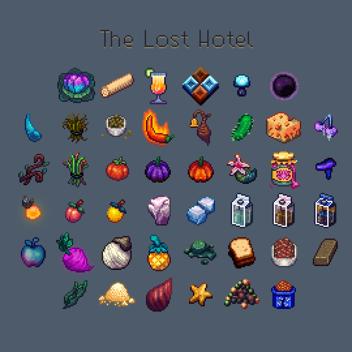 And here are all the reagents you need for the recipes. #losthotelgame #thelosthotel #pixelart #retrogames #gamedevelopment #indiegame #indiegamedev #indiedev #pixelgame #pixelartgame #gamedesign #cozygaming #rpg #cozygame