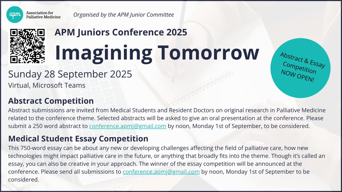 APM_Hub's tweet image. APM Juniors Conference 2025
Imagining Tomorrow
Sunday 28 September
Abstract & Essay Competition NOW OPEN for submissions. Visit the website to find out more
🔗apmonline.org/events/imagini…