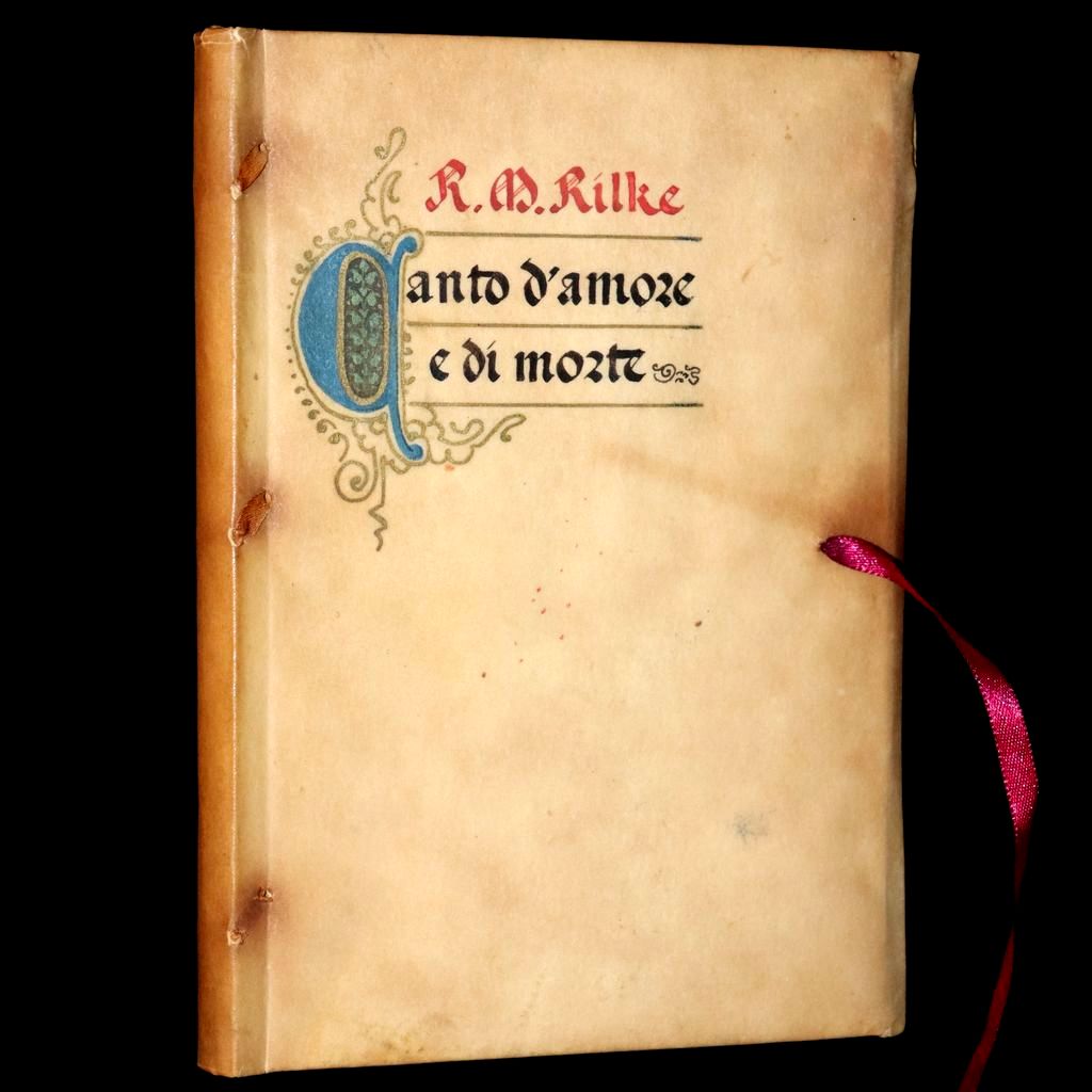 The Love and Death of Cornet Christopher Rilke by Rainer Maria Rilke, in a stunning 1943 Italian edition, is bound by the renowned Giannini atelier and issued in a limited run of just 500 copies—this one being No. 55.
 mflibra.com/collections/br…
A lyrical meditation on beauty,