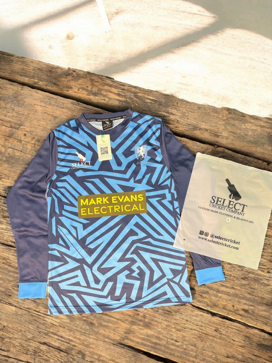 Look at these stunning Custom Sublimated Playing Shirts for Frenchay CC being finished off. 🤩

This has been a very popular design for us and you can see why! Complete in a two tone blue colour scheme, with sublimated club &amp; sponsor logo, along with our Select Cricket branding.