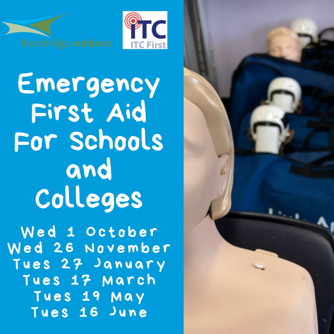 New for 2025:  Emergency First Aid for Schools and Colleges courses at the Woodland Discovery Centre in Sheffield.
These hands on 1 day courses are ideal for school staff.
See thornbridgeoutdoors.co.uk/first-aid-for-… for details and to book. #firstaid