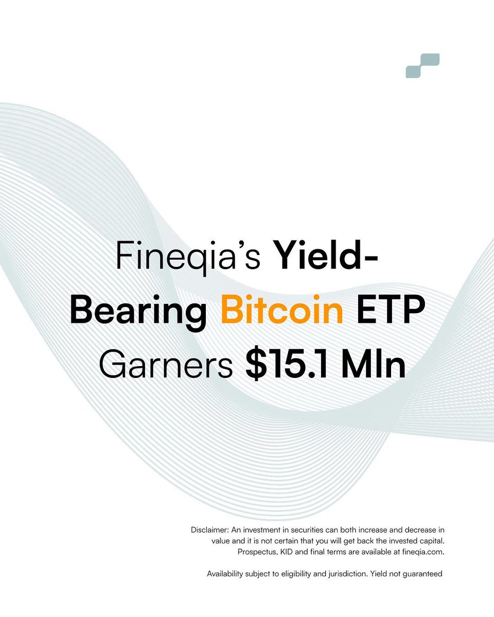 Fineqia’s Bitcoin Yield ETP (YBTC) has reached $15.1 mln AUM, bringing our total AUM to $41 mln - a strong signal of growing demand for yield‑generating digital asset products.

Read more: fineqia.com/article?id=fin…

#Fineqia #YBTC #Bitcoin #DeFi #CryptoETP #DigitalAssets #FinTech