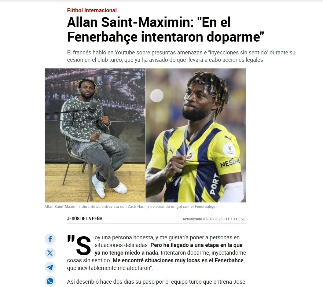Maximin doping olayından ötürü Marca gazetesi üzerinden feneri dünyaya rezil ediyor ama ülkede bir şey olmuyor.

"fenerbahçe'de beni dopinglemeye çalıştılar" diyerek mevzuyu bu kadar net anlatmış daha ne demesi lazım aq.