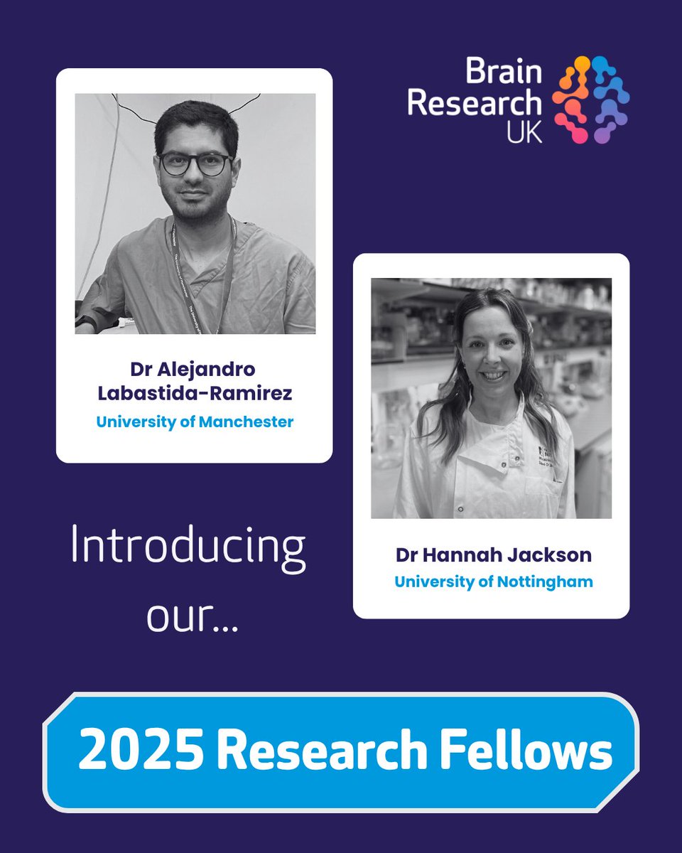 Brain Research UK (@brukresearch) on Twitter photo We’re delighted to announce the first recipients of our new research fellowships - Dr Alejandro Labastida-Ramirez, University of Manchester <a href="/alejandro_labas/">Alejandro Labastida-Ramirez</a> and Dr Hannah Jackson, University of Nottingham <a href="/HanJackson_PhD/">Dr Hannah Kate Jackson</a> 👏🔬
Read more here: brainresearchuk.org.uk/news/meet-our-… We’re delighted to announce the first recipients of our new research fellowships - Dr Alejandro Labastida-Ramirez, University of Manchester <a href="/alejandro_labas/">Alejandro Labastida-Ramirez</a> and Dr Hannah Jackson, University of Nottingham <a href="/HanJackson_PhD/">Dr Hannah Kate Jackson</a> 👏🔬
Read more here: brainresearchuk.org.uk/news/meet-our-…