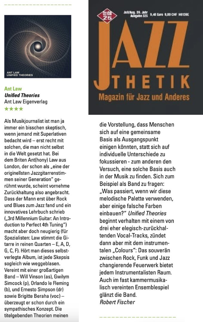Ant Law (@antlawguitar) on Twitter photo Thanks nice #Germany people for writing about the album #musicreviews #musikreviews <a href="/JAZZTHETIK/">Magazin für Jazz</a> Thanks nice #Germany people for writing about the album #musicreviews #musikreviews <a href="/JAZZTHETIK/">Magazin für Jazz</a>