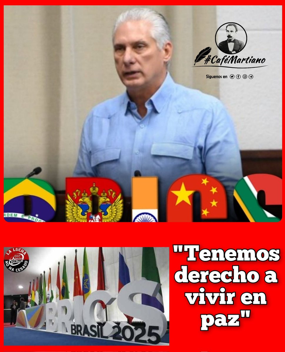 ꧁AliDe 🇨🇺⚘️ (@icuba15) on Twitter photo <a href="/cafemartiano/">❤️Café Martiano 🇨🇺</a> <a href="/DiazCanelB/">Miguel Díaz-Canel Bermúdez</a> <a href="/DrRobertoMOjeda/">Dr. Roberto Morales Ojeda</a> <a href="/InesMChapman/">Inés María Chapman Waugh</a> <a href="/MMarreroCruz/">Manuel Marrero Cruz</a> <a href="/TeresaBoue/">@SecGFMC</a> <a href="/EVilluendasC/">Enrique Villuendas</a> <a href="/ValoresTeam1/">Valores Team</a> <a href="/agnes_becerra/">Agnes Becerra</a> <a href="/YaquedeCuba/">Yaquelin</a> <a href="/PieEnElEstribo2/">Con El Pie En El Estribo 2</a> Buenos días, #CaféMartiano! El mundo vive momentos de crisis y la fortaleza debe ser la unidad de los pueblos.
#BRICS2025 🇨🇺❤️ <a href="/cafemartiano/">❤️Café Martiano 🇨🇺</a> <a href="/DiazCanelB/">Miguel Díaz-Canel Bermúdez</a> <a href="/DrRobertoMOjeda/">Dr. Roberto Morales Ojeda</a> <a href="/InesMChapman/">Inés María Chapman Waugh</a> <a href="/MMarreroCruz/">Manuel Marrero Cruz</a> <a href="/TeresaBoue/">@SecGFMC</a> <a href="/EVilluendasC/">Enrique Villuendas</a> <a href="/ValoresTeam1/">Valores Team</a> <a href="/agnes_becerra/">Agnes Becerra</a> <a href="/YaquedeCuba/">Yaquelin</a> <a href="/PieEnElEstribo2/">Con El Pie En El Estribo 2</a> Buenos días, #CaféMartiano! El mundo vive momentos de crisis y la fortaleza debe ser la unidad de los pueblos.
#BRICS2025 🇨🇺❤️