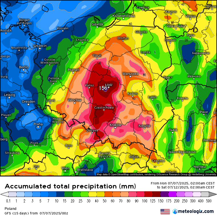 🌧️⛈️⚠️Tak prezentują się najnowsze wyliczenia modeli pogodowych z sumą opadów deszczu do soboty, 12 lipca. Lokalnie spodziewane są sumy opadów przekraczając 150 mm, niewykluczone miejscami ponad 200 mm. Opady przyniesie nam niż Genueński. 🌀Sytuacja jest dynamiczna.
Modele: