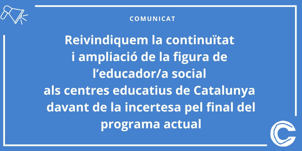 ⚠️No podem tornar enrere.

L’educació social ha demostrat el seu valor dins del sistema educatiu.

<a href="/educaciocat/">Educació</a>, <a href="/govern/">Govern de Catalunya</a>: cal un compromís ferm per fer-la estructural i present a tots els centres.
@salvador_illa

📢 Reivindiquem: #SumemalEScola
<a href="/EsSocials/">75Educadors/es socials Centres Educatius</a>
<a href="/ceesc_cat/">ceesc_cat</a>
<a href="/CGCEES/">Consejo Gral de Colegios de Educadoras/es Sociales</a>