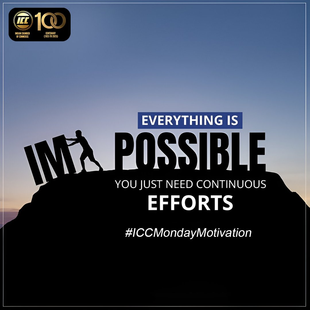 ICC_Chamber's tweet image. Keep pushing forward, because everything is possible when you believe and act. 

@abhyudayjindal | @rajeevstyagi
@BrijBhushanAg

#ICCMondayMotivation #KeepGoing #EverythingIsPossible #IndianChamberOfCommerce