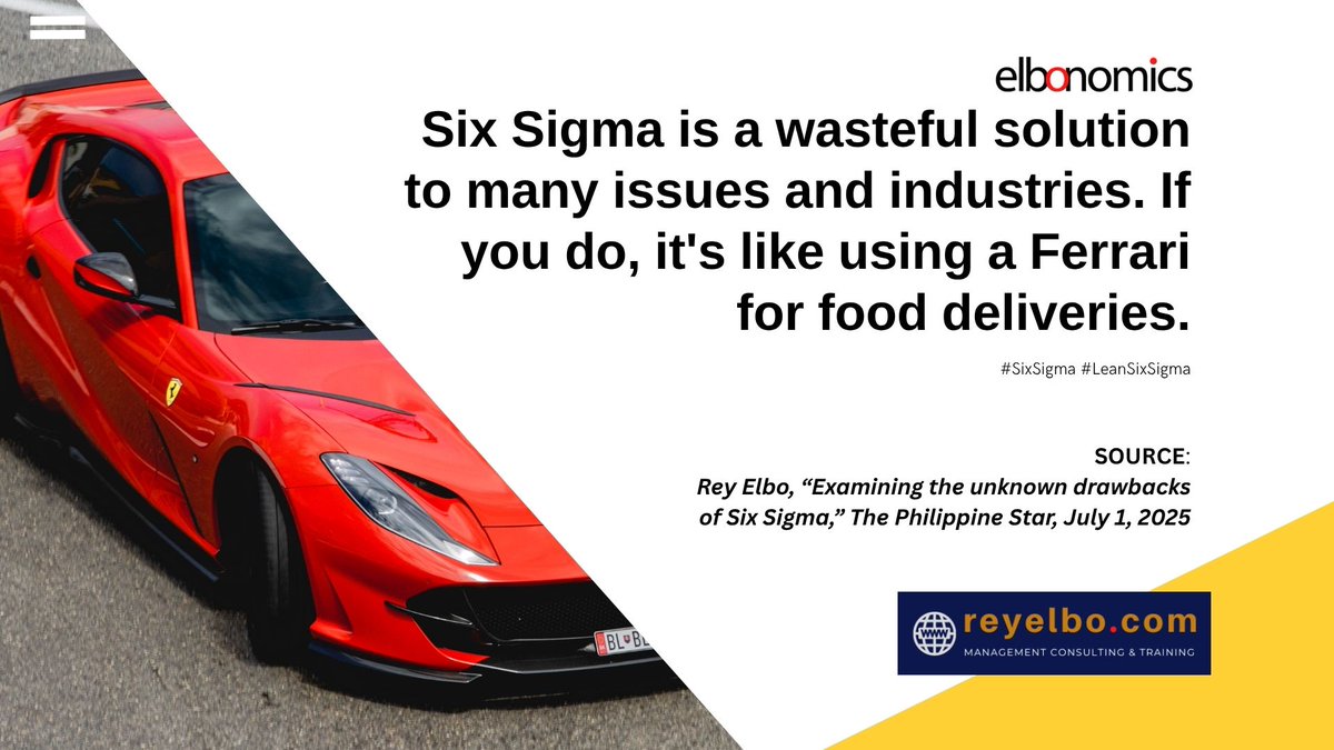 Rey_Elbo's tweet image. #ELBONOMICS July 7, 2025 #MarvelousMonday
Why spend a lot of money for a solution that could be solved by commonsense? #leansixsigma #sixsigma #Kaizen #leanthinking
