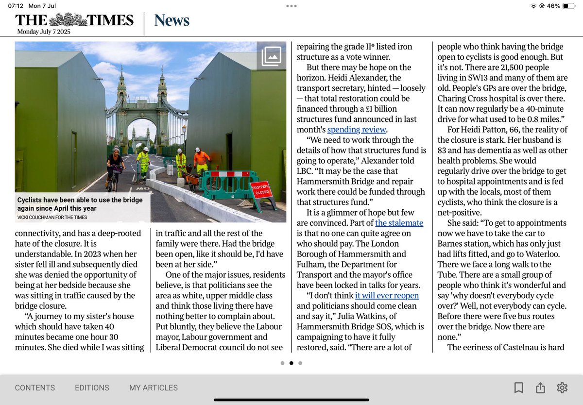 CameraTraffic's tweet image. It’s not just @SadiqKhan, @StephenCowan @LBHF do not want this bridge reopened. It’s quite simple, if you want Hammersmith Bridge reopened switch your Labour vote to @HFConsCllrs or @reformparty_uk in the election next year.
