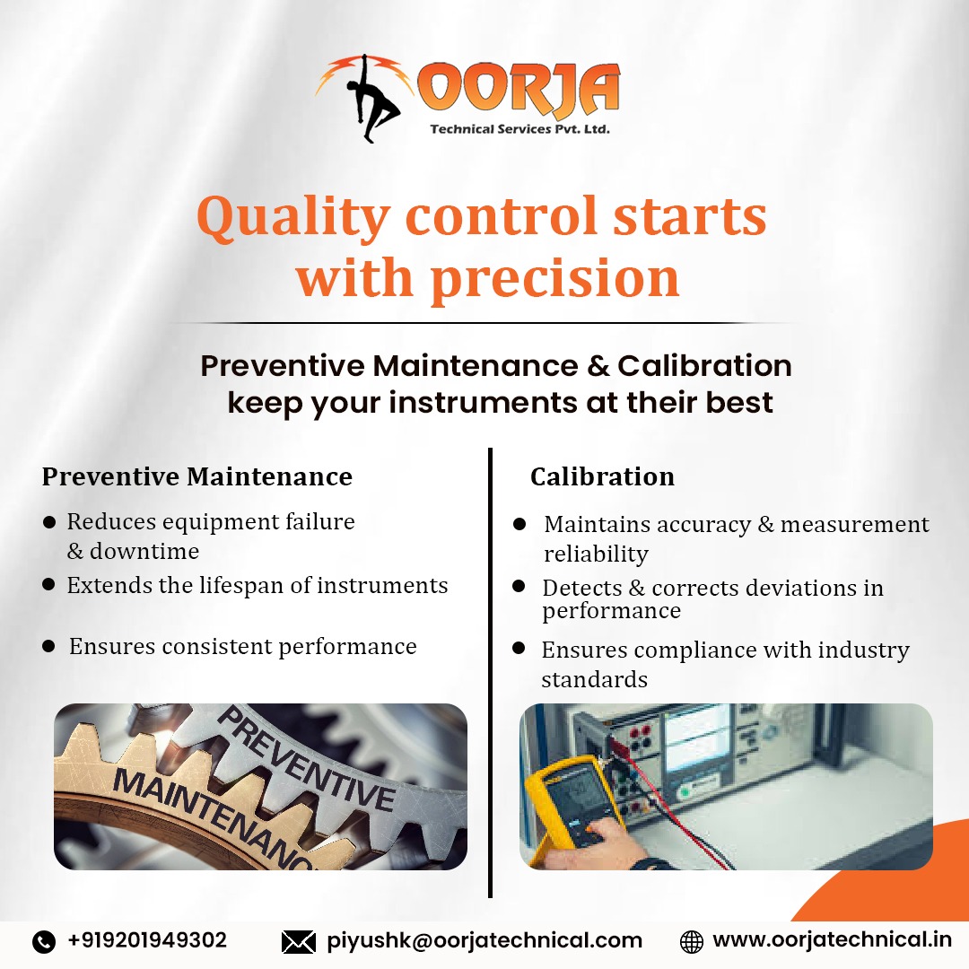 Oorjatechnical's tweet image. Keep Your Lab Running Smoothly with Oorja Technical Services

Preventive Maintenance &amp;amp; Calibration that ensures:
✔️ Accuracy
✔️ Compliance
✔️ Reliability

📞 9201949302 | 🌐 oorjatechnical.in

#Calibration #PreventiveMaintenance #OorjaTechnicalServices